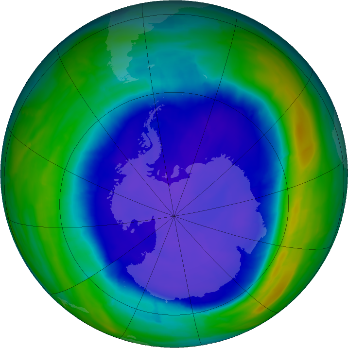 Antarctic ozone map for 23 September 2015